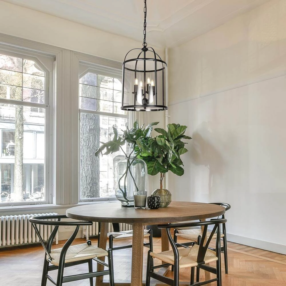 Klassieke hanglamp Pimpernel zwart 4-lichts Steinhauer 8712746174205