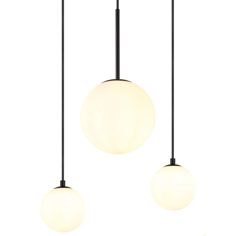Design hanglamp Hallie 6-lichts zwart met witte bollen Globo 9007371448920