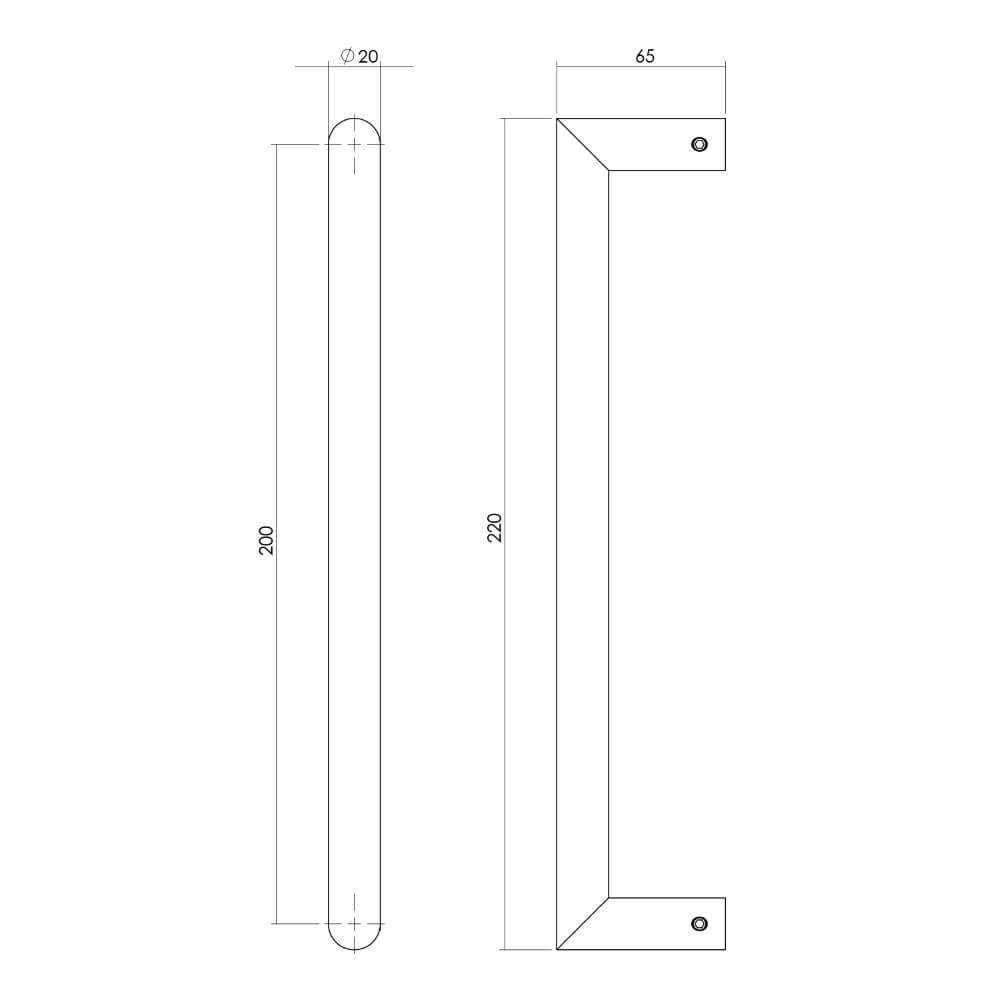 Deurgreep recht Gripon 22cm RVS Intersteel 8714186458013