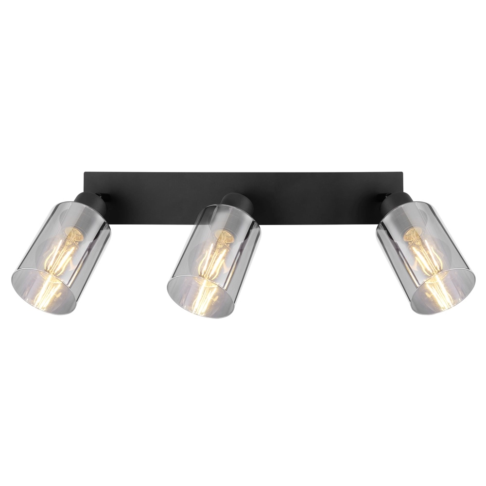 Plafondlamp Hadera 3-lichts zwart met smoke glas Globo 9007371443215