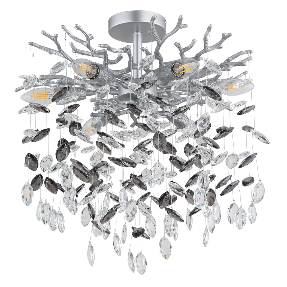 Plafondlamp Queena zilvergrijs Ø 50cm Globo 9007371528653