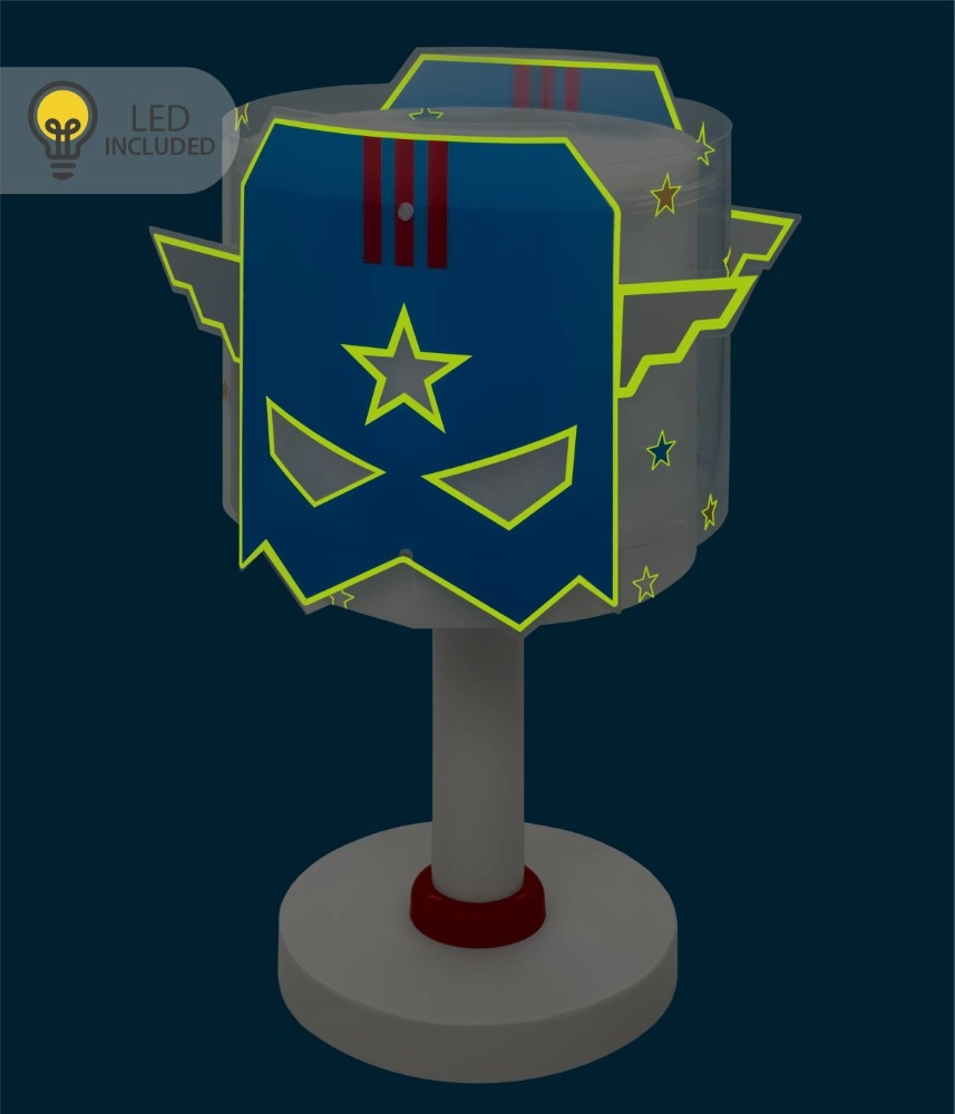 Kinderkamer tafellamp Hero blauw glow in the dark Dalber 8420406002354