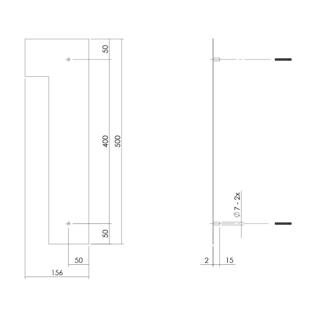 Huisnummer 1 XXL Numbra 50cm zwart Intersteel 8714186503386