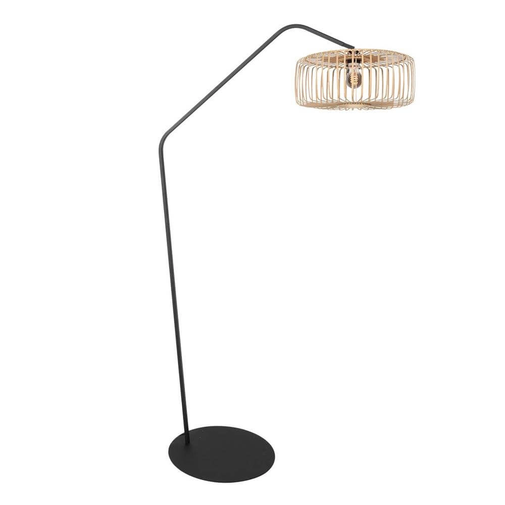 Vloerlamp Zig-Zag zwart met bamboe kap Ø 50cm
