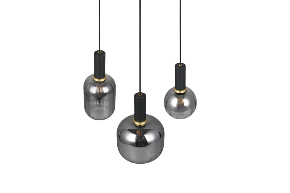 Eetkamer hanglamp Diva 3-lichts - smoke glas Trio 4017807614565