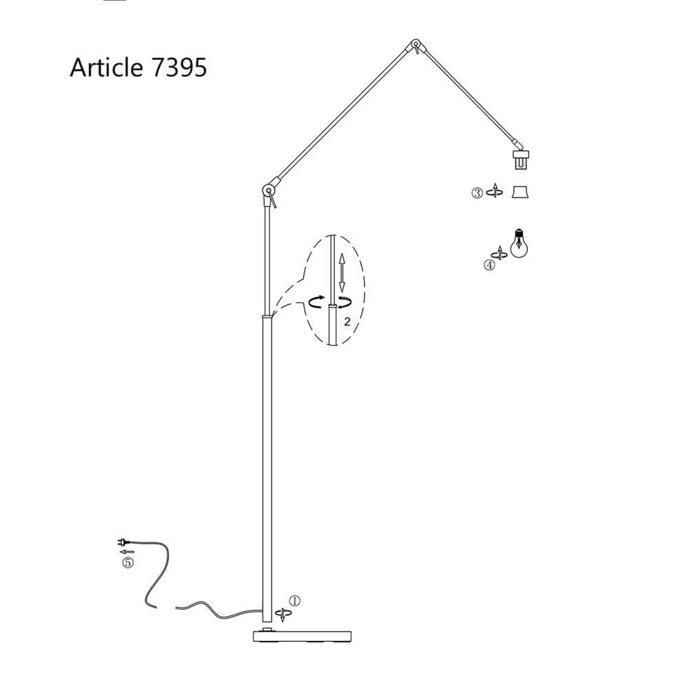 Vloerlamp instelbaar Prestige Chic zwart met strokleurige kap Steinhauer 8712746172928