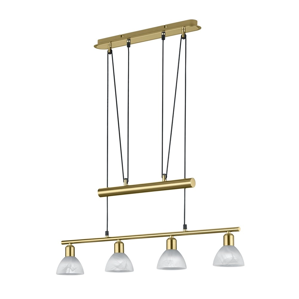 Landelijke hanglamp Levisto 4-lichts goud
