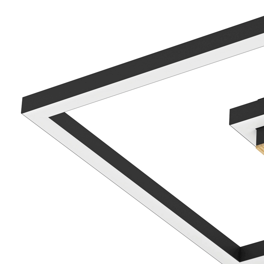 Led plafondlamp Marinello zwart met hout Eglo 9008606327881