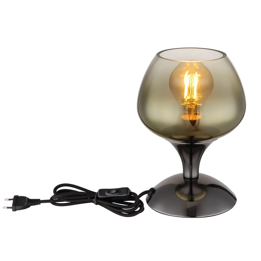 Gunmetal tafellamp Maxy met amber glas Ø 15cm Globo 9007371462933