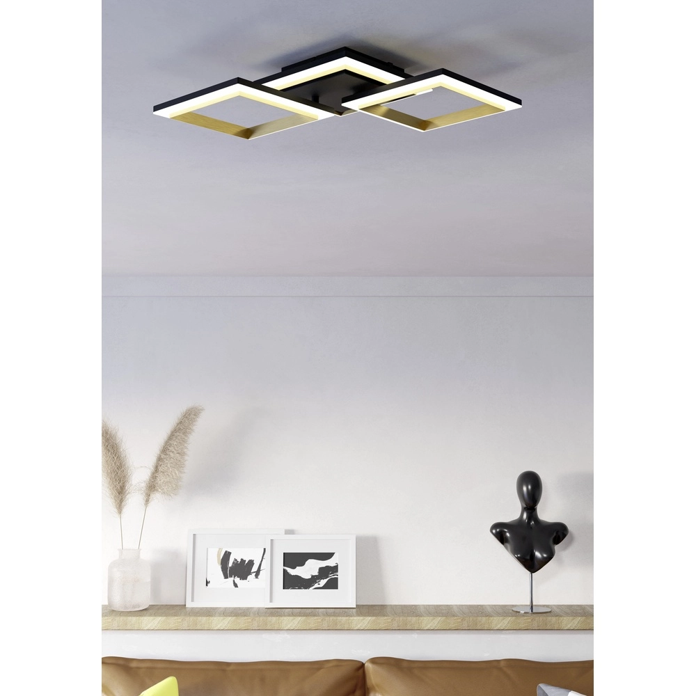 Plafond led lamp Calliera vierkant - zwart met goud Eglo 9008606316144