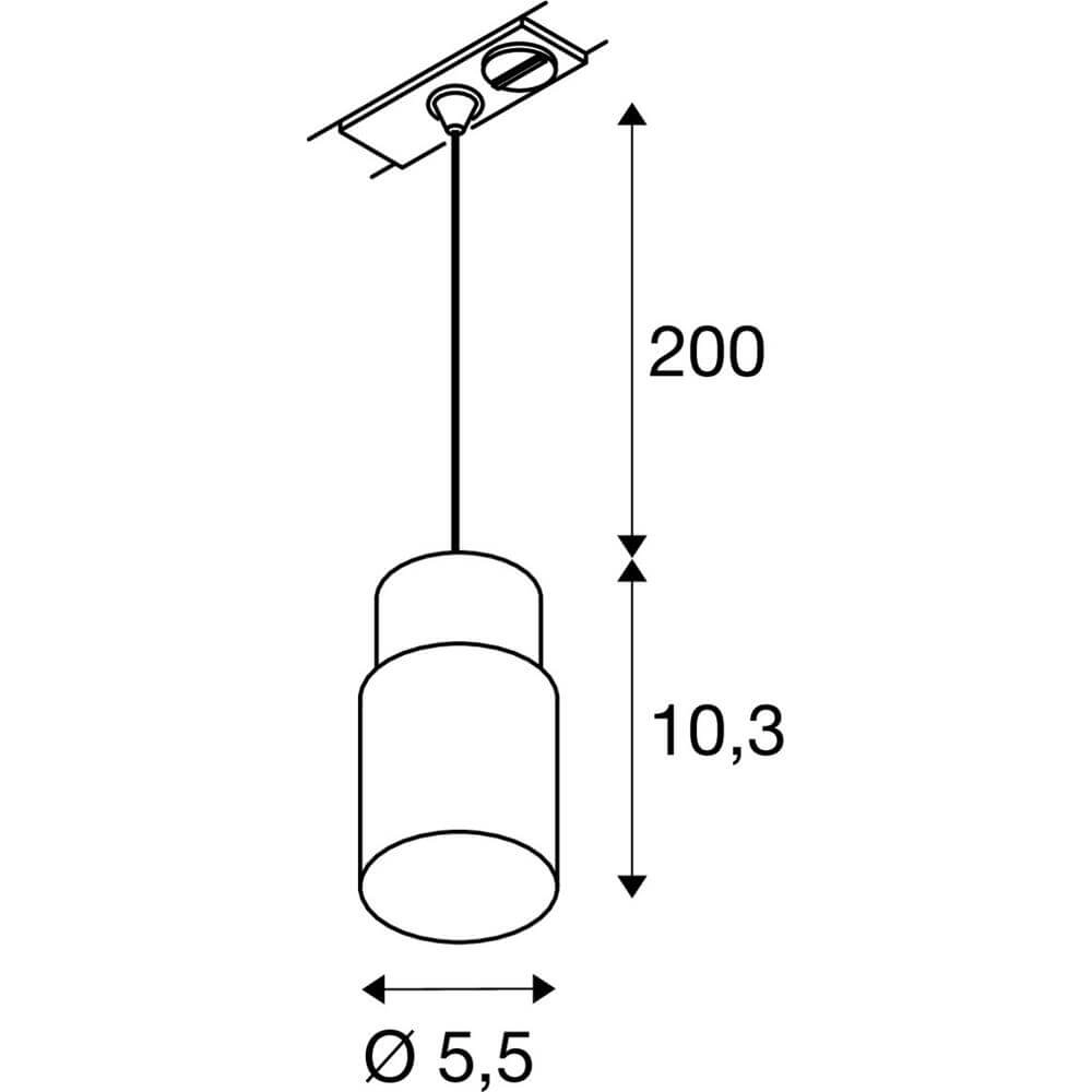 Pendel voor rail Puri 2.0 Tube zwart 1-fase SLV 4024163294720