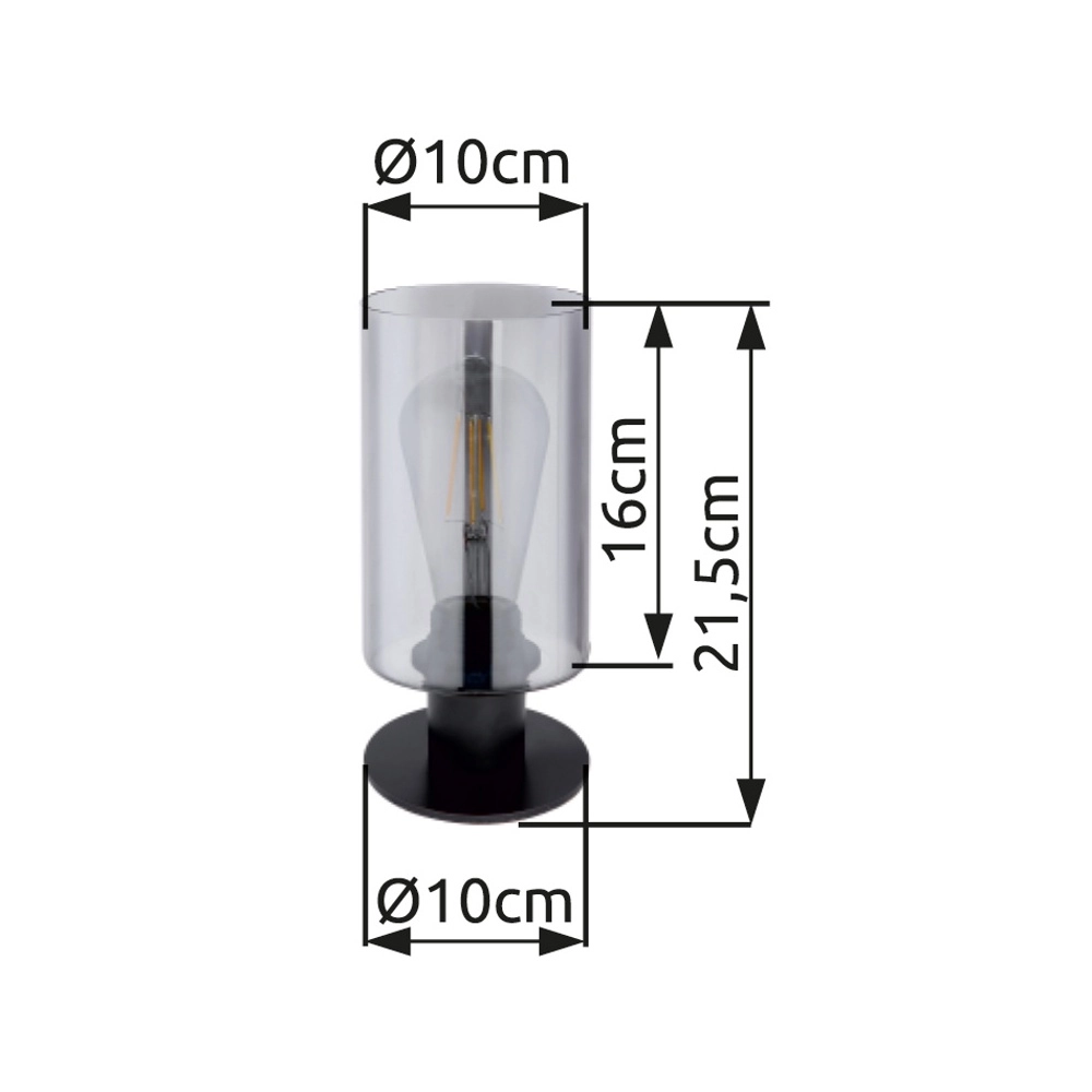 Tafellamp Hadera zwart met smoke glas Globo 9007371405848