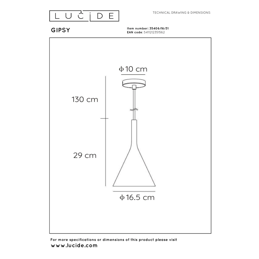 Design hanglamp Gipsy E27 wit Lucide 5411212351562