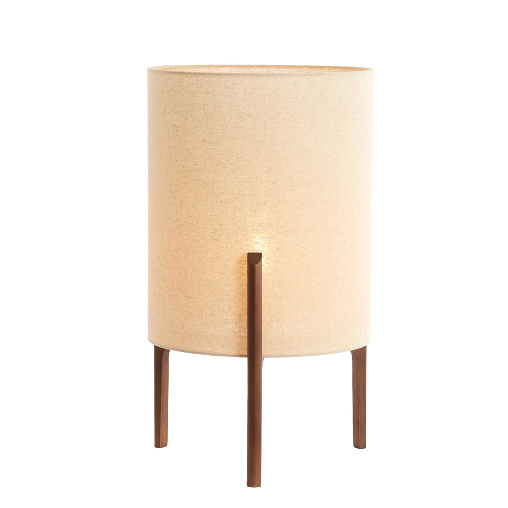 Schemerlamp Litto Ø 35cm - walnoot met naturel linnen Light & Living 8717807792718