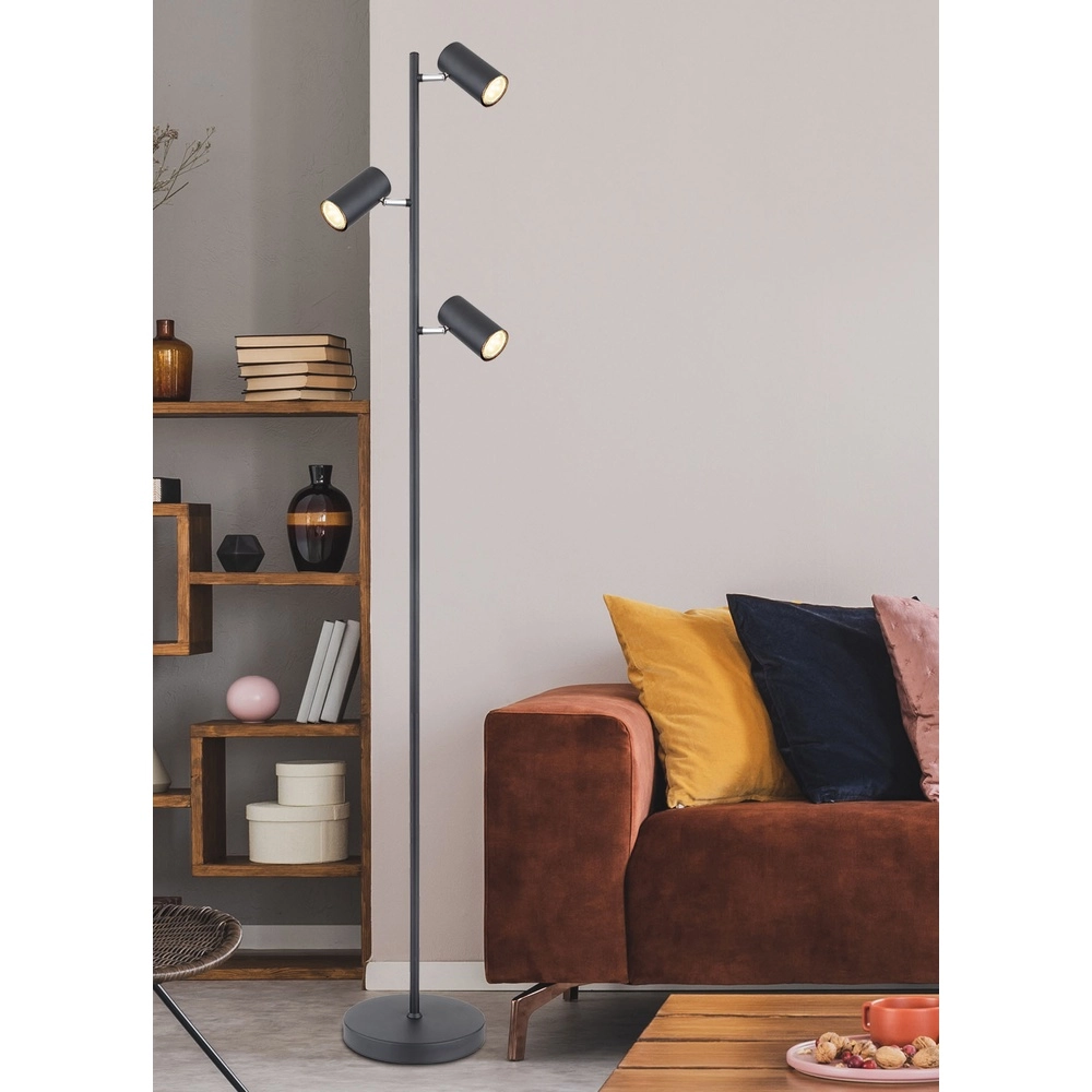 Vloerlamp 3-lichts Robby zwart Globo 9007371419845