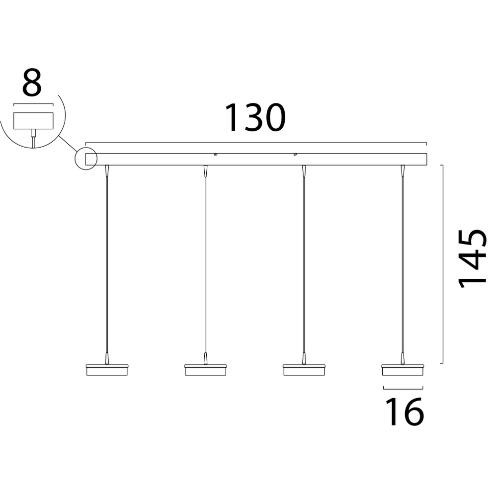 4-lichts hanglamp Imperia 130cm zwart met nikkel Masterlight 8718121359397