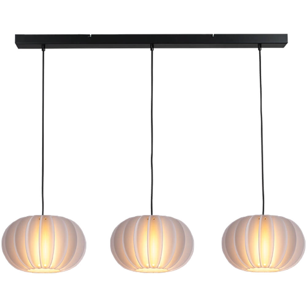 3-lichts hanglamp Arena met witte kappen 3-lichts hanglamp Arena met witte kappen