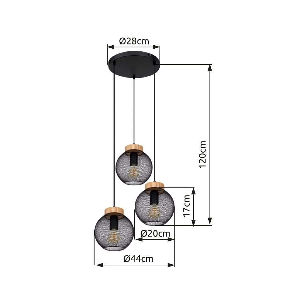 Zwarte hanglamp Pablo gaas Globo 9007371417551