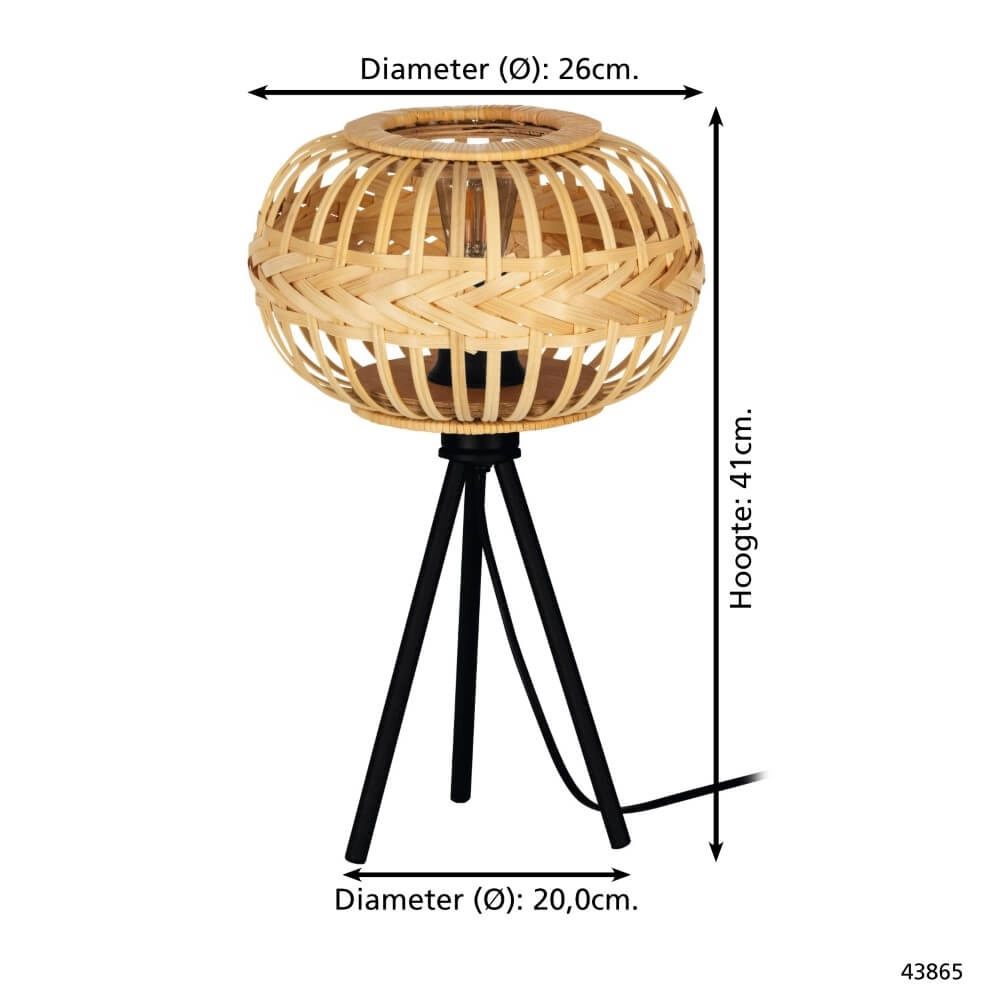 Rotan tafellamp Amsfield 1 Eglo 9002759438654