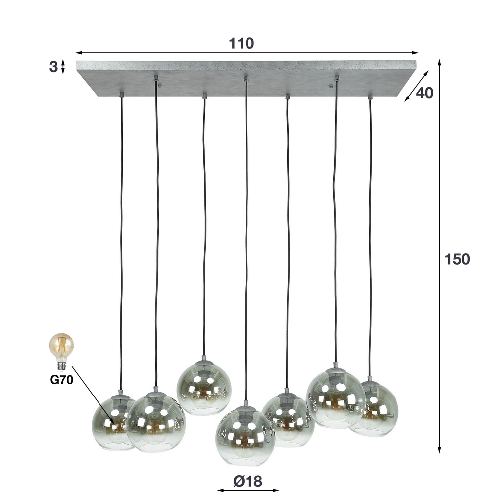 7L hanglamp Bubble met zilver fading glas Lyora 8716803511231