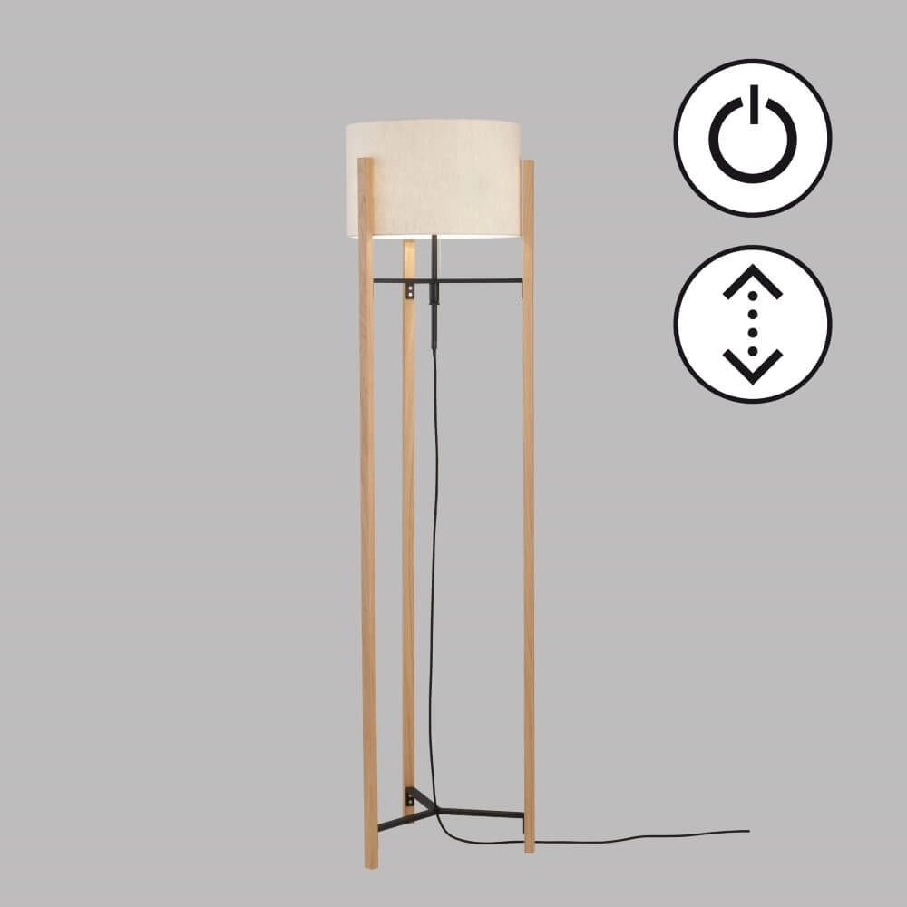 Schemerlamp Shine-Wood met crème kap Fischer & Honsel 4003694404846