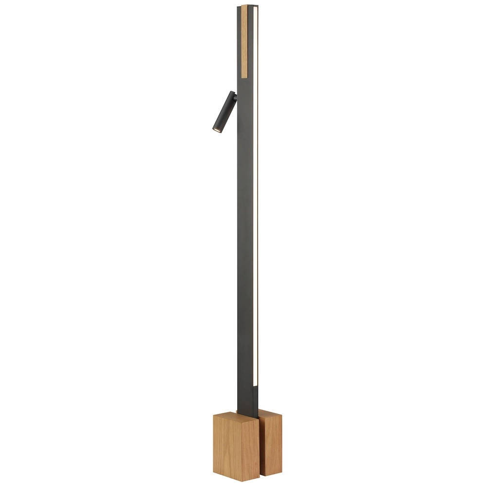 Design vloerlamp Streamline zwart met hout Brilliant 4004353463624
