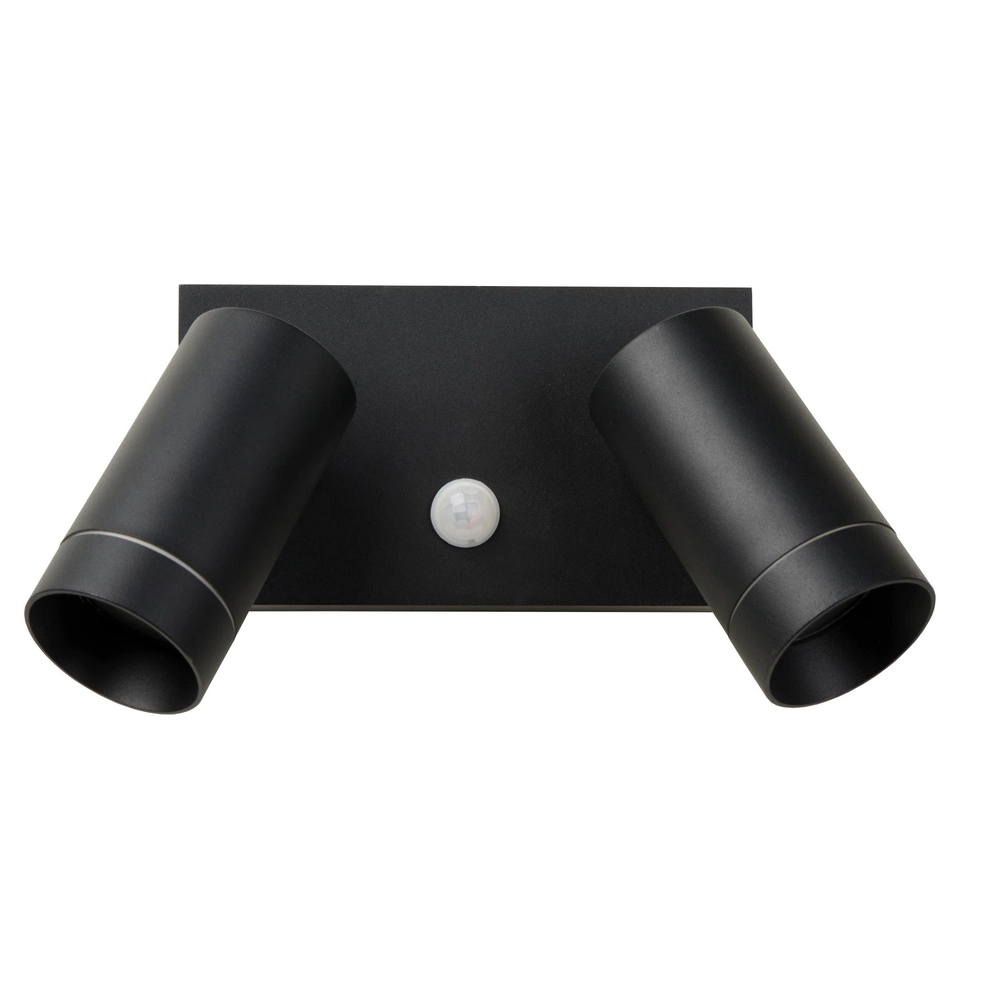 Wandspot Taylor IP54 dubbel met sensor zwart