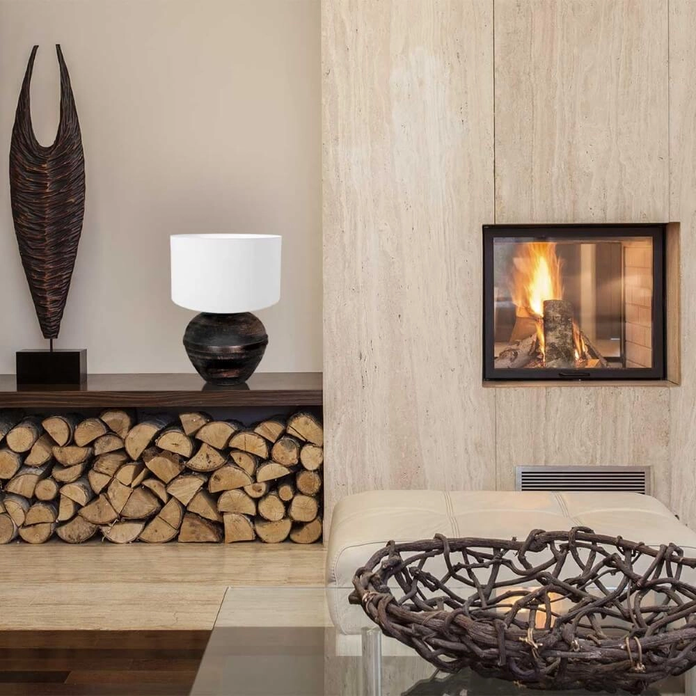 Chique schemerlamp Lyons B met witte chintz kap Steinhauer 8712746166583