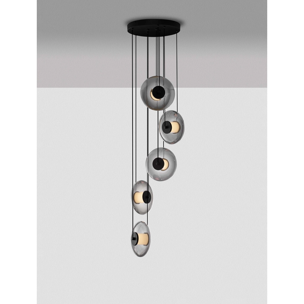 Unieke hanglamp Ballet zwart 5-lichts rond