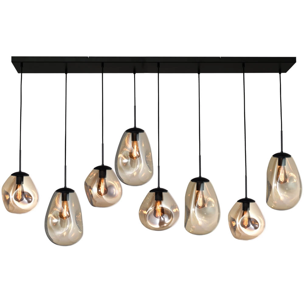 Hanglamp Lava 8x goud glas