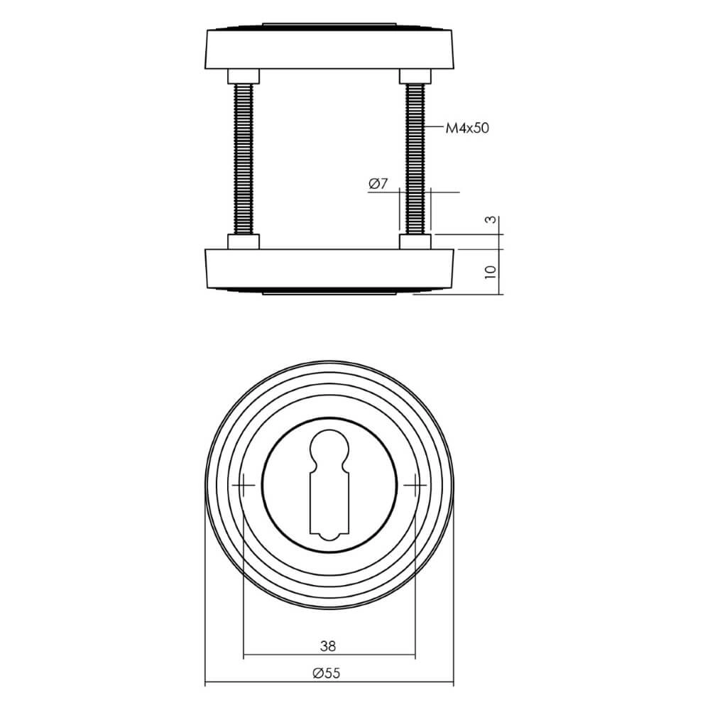 Rond sleutelrozet Tira met nok zwart Intersteel 8714186568262