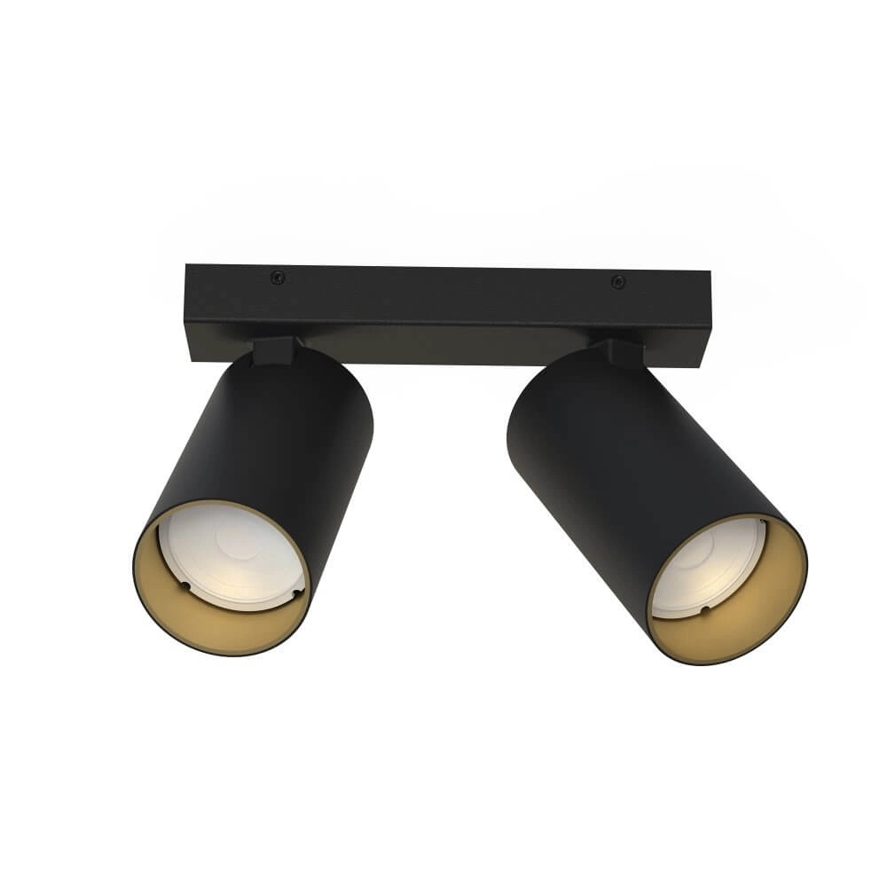 2-lichts opbouwspot Mono zwart met goud 2-lichts opbouwspot Mono zwart met goud