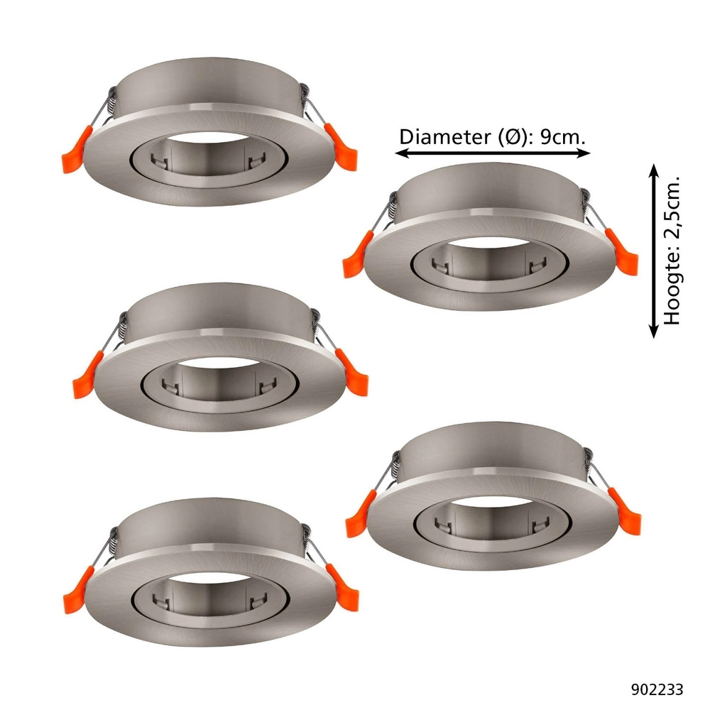 Set van 5 inbouwspots Barranco nikkel Ø 9cm Eglo 9008606359141