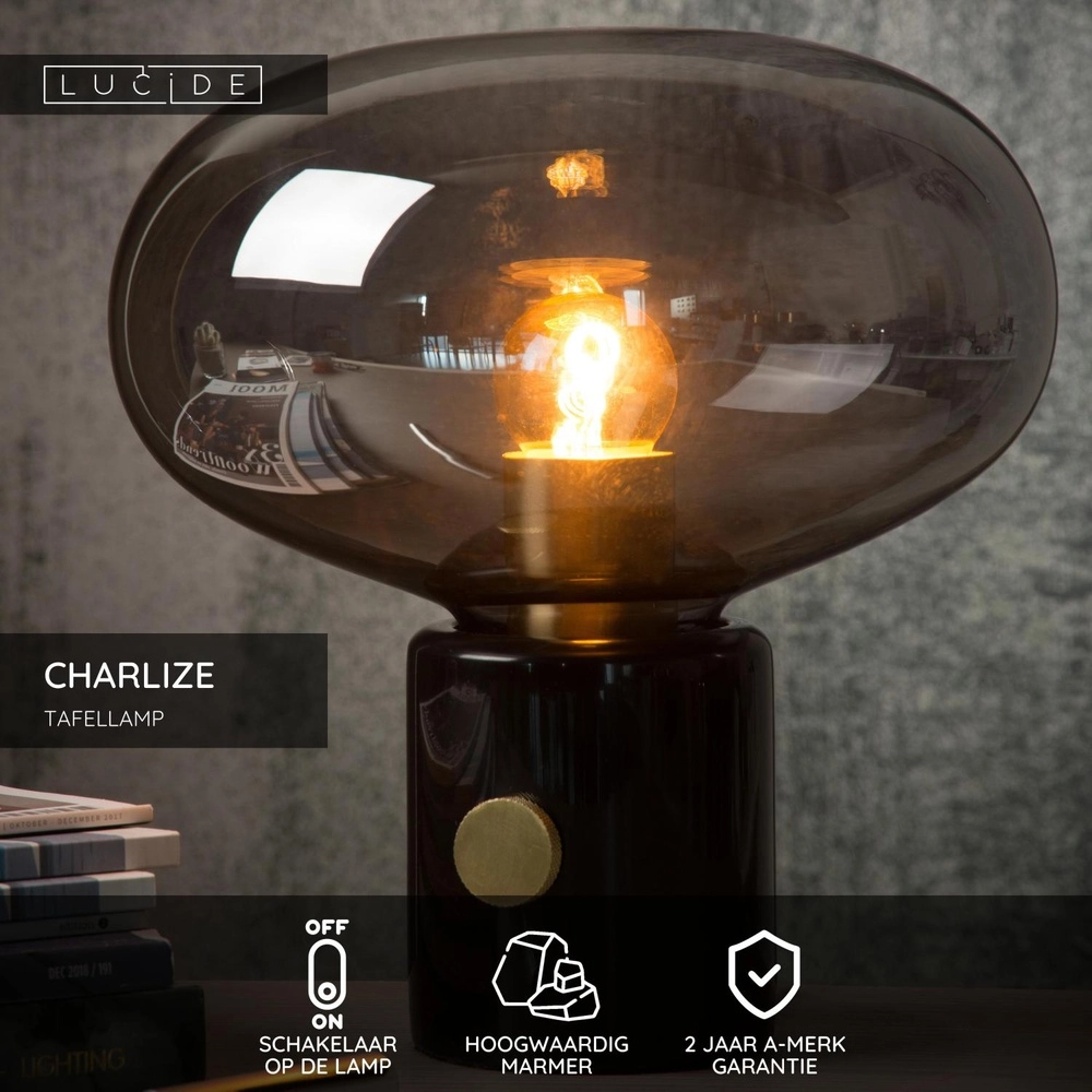 Design tafellamp Charlize Ø 23cm zwart Lucide 5411212031006