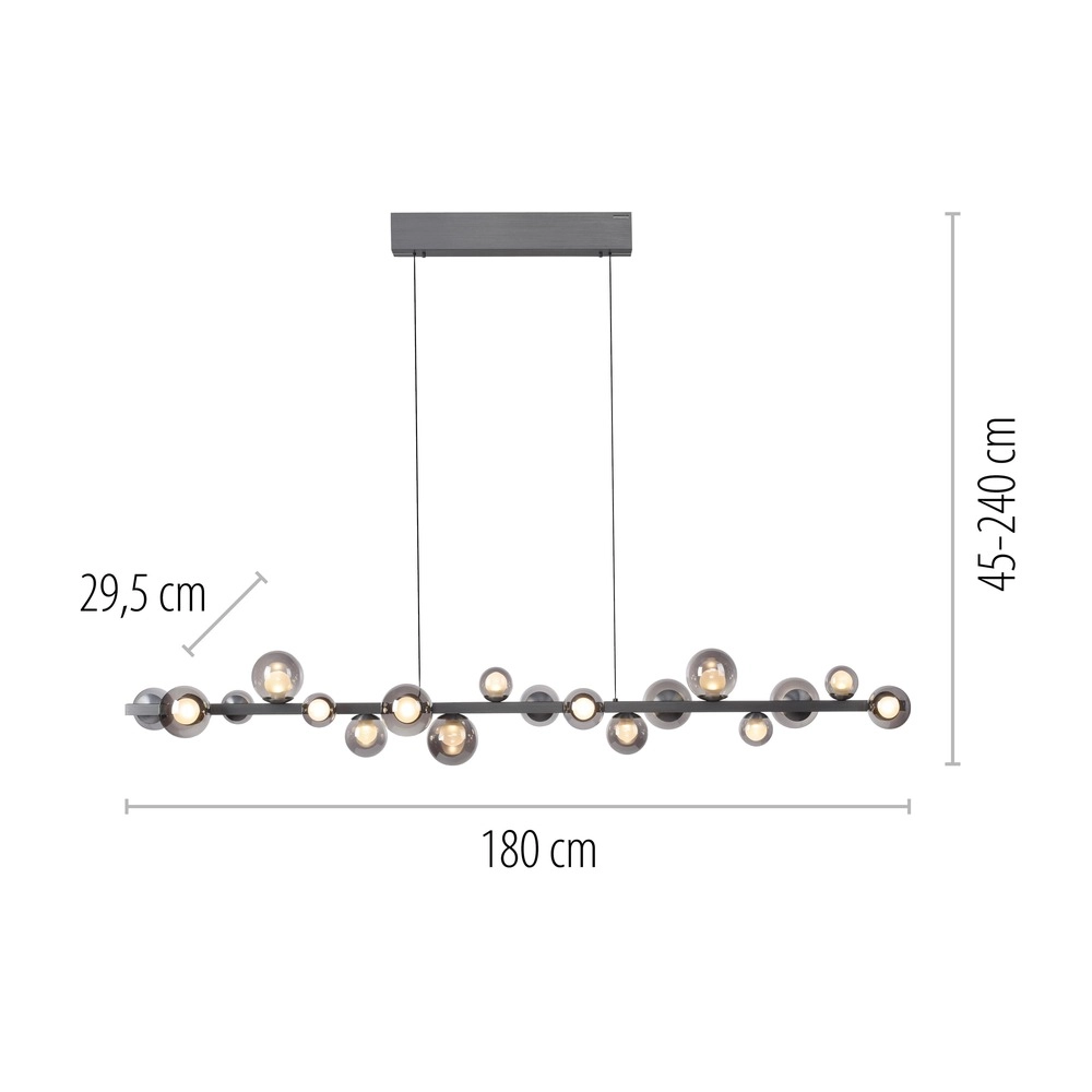 Eettafel hanglamp Pure E-Popup 18L - met smoke glas Paul Neuhaus 4012248396452