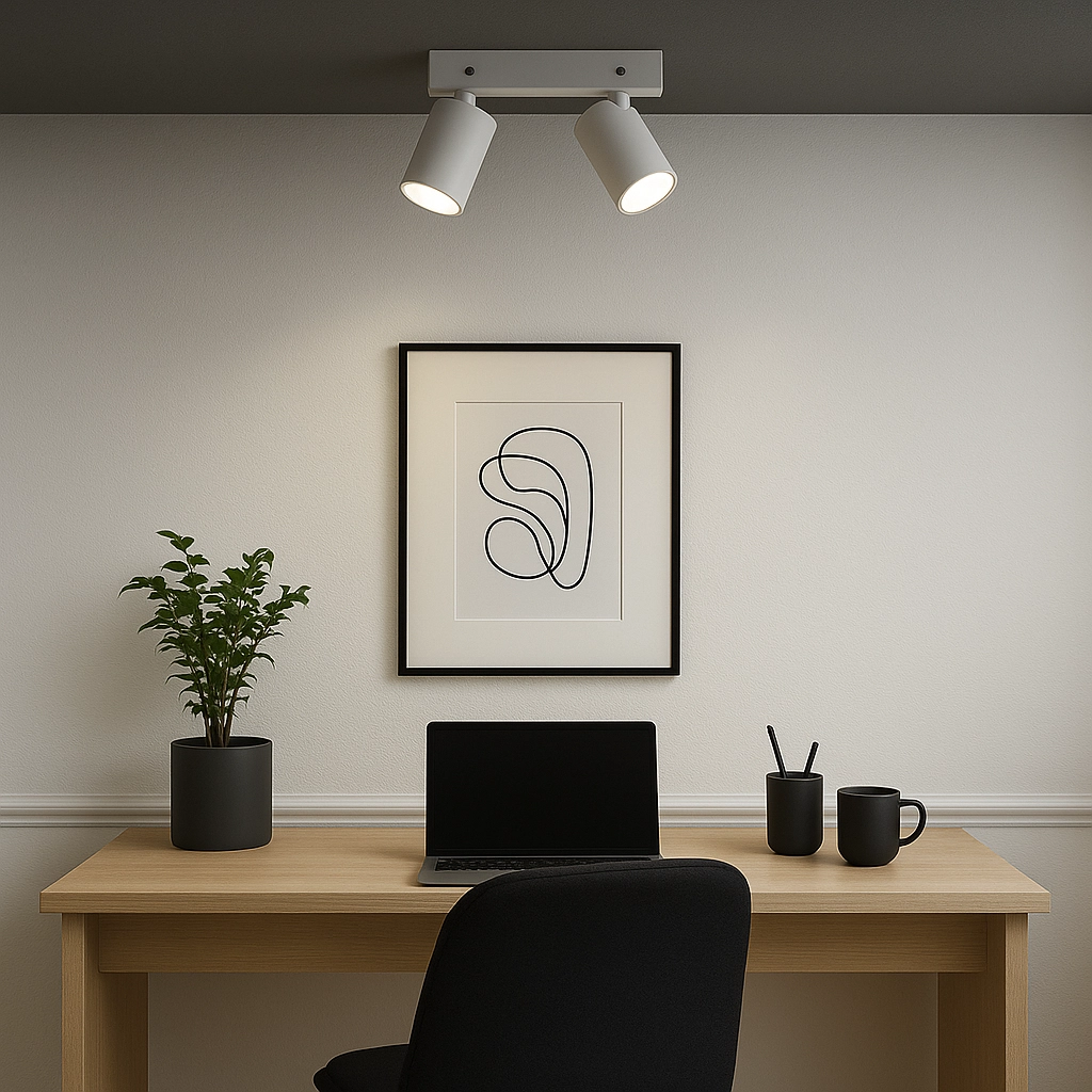 Witte opbouwspot Mono 2-lichts kantelbaar Lyora 5903139781091