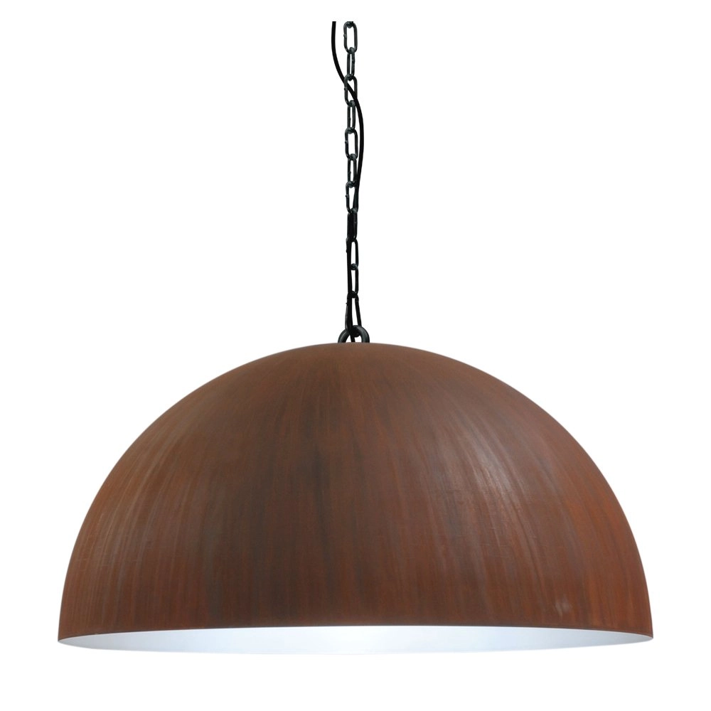 Roestige stoere hanglamp Industria Rust 60 roestbruin met wit