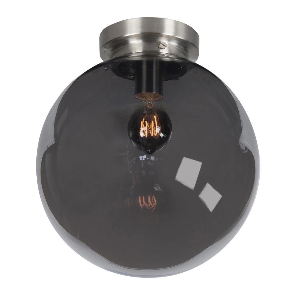 Nikkel plafondlamp Globe smoke glas Ø 30cm