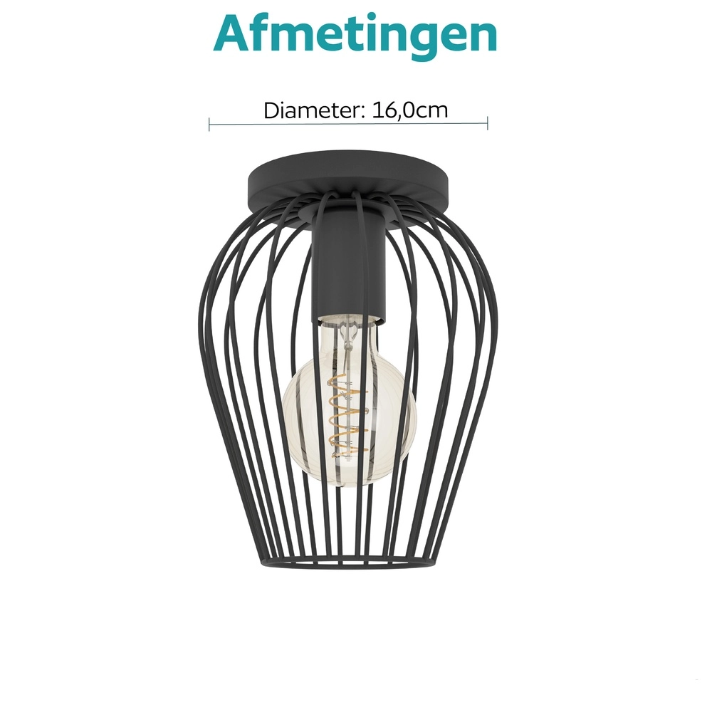 Draad plafondlamp Newtown Ø 16cm - zwart Eglo 9002759307790