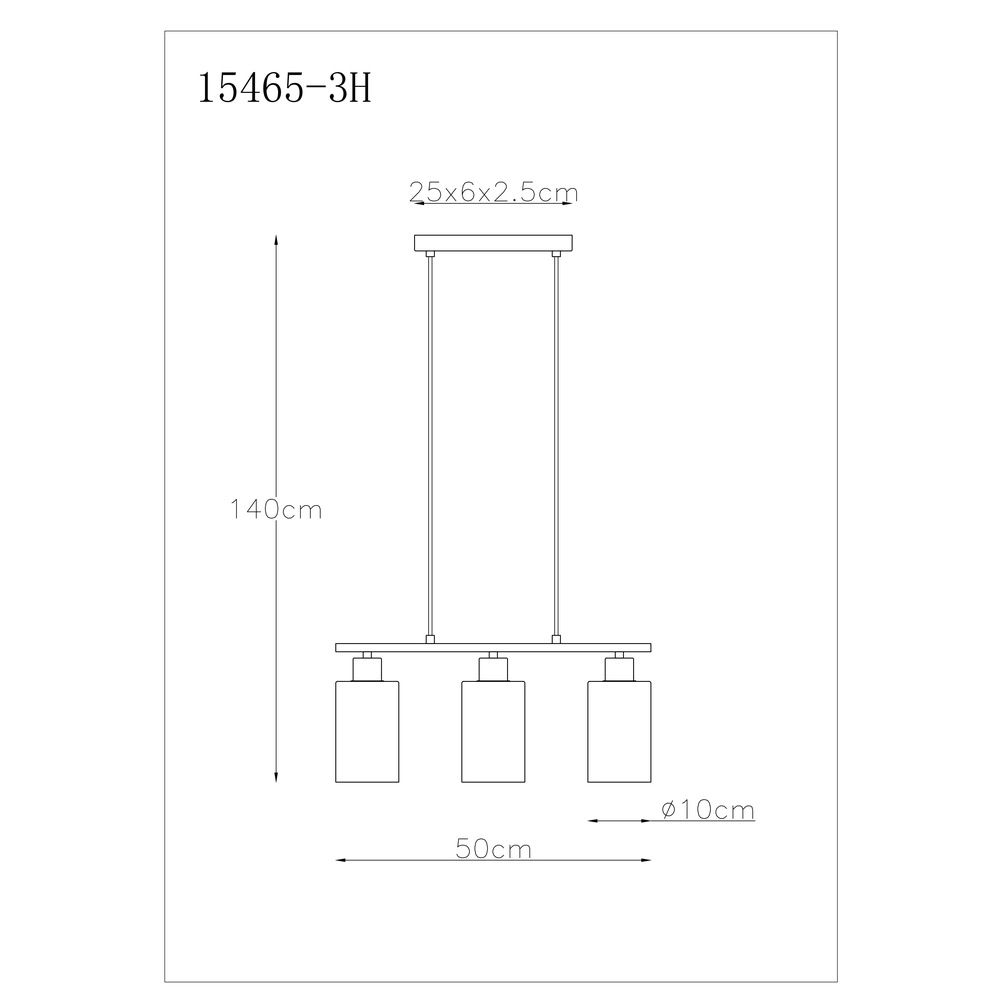 Hanglamp Hadera 3-lichts zwart met smoke glas Globo 9007371578689
