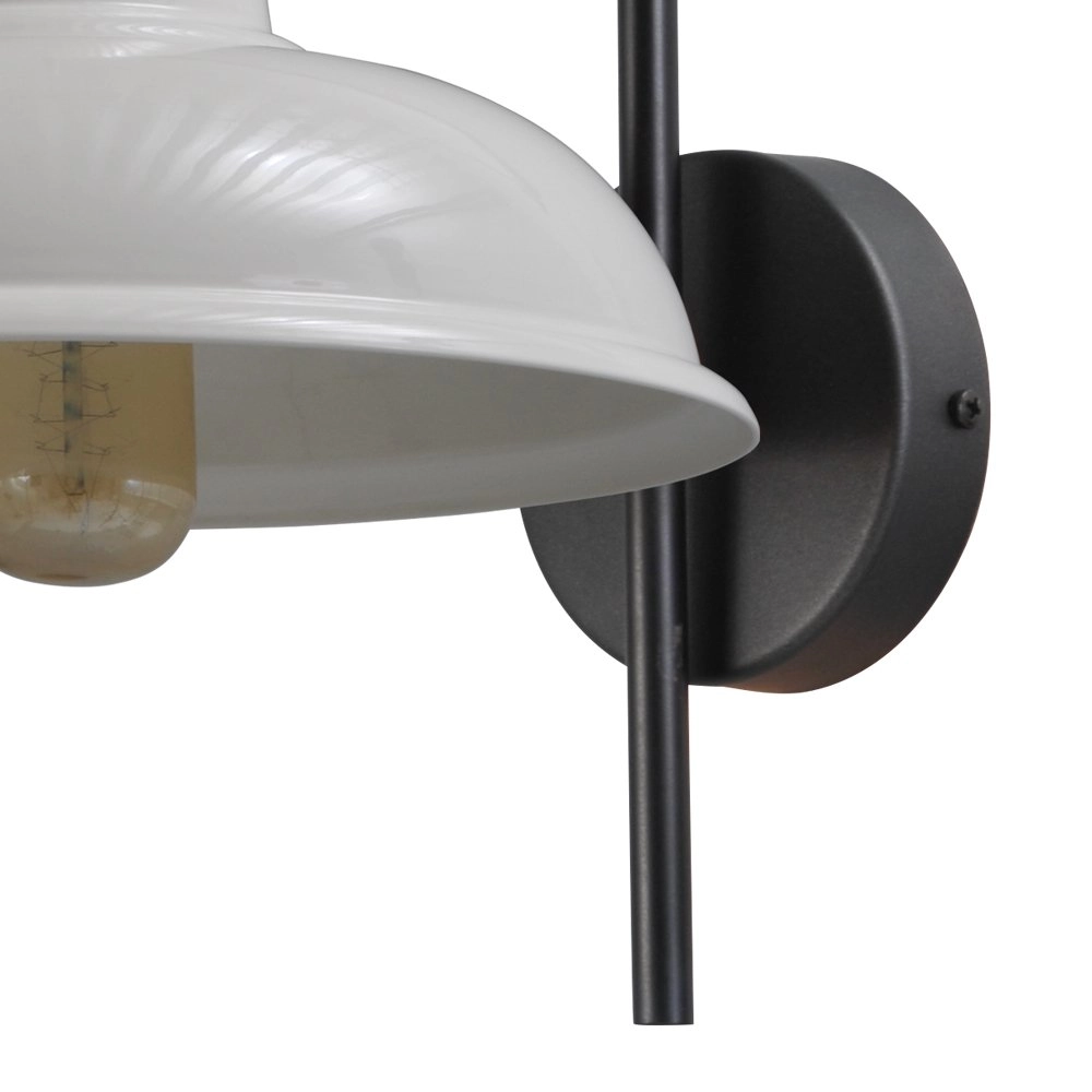 Retro witte muurlamp Industria 33cm zwart met witte kap Masterlight 8718121235783