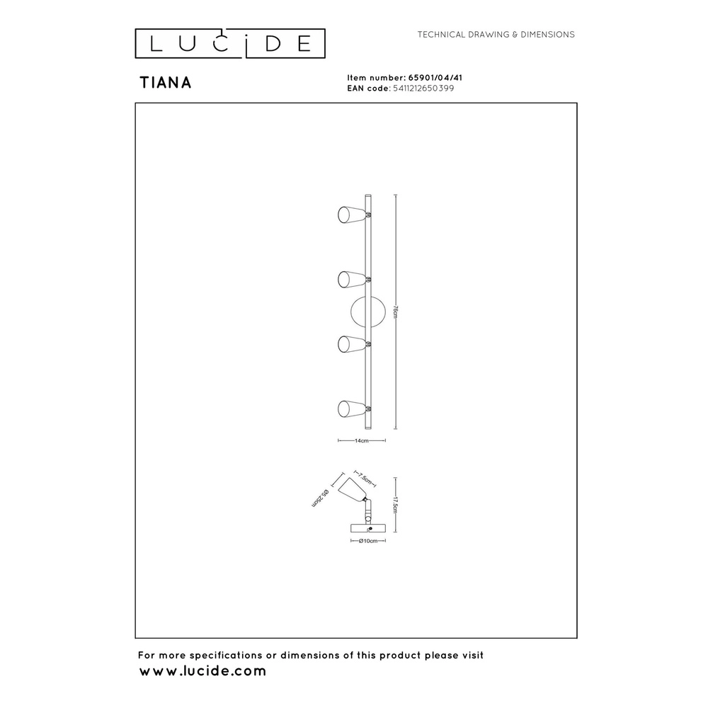 Plafondspot Tiana 4-lichts taupe Lucide 5411212650399