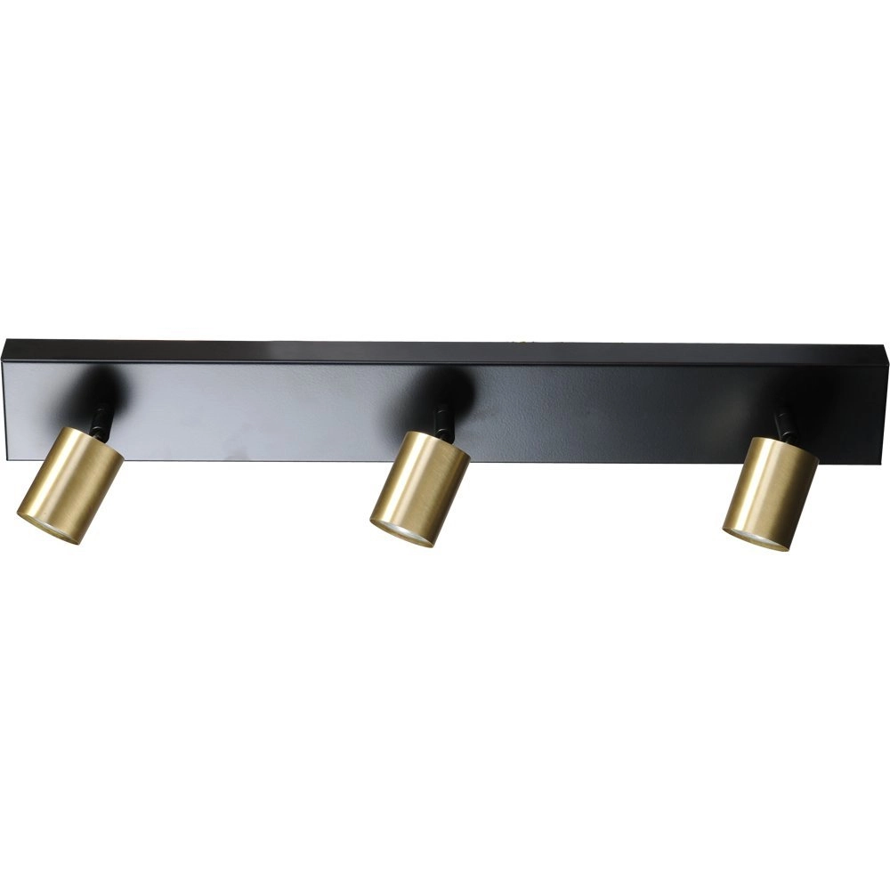 Plafondlamp zwart Bounce met 3 gouden spots Plafondlamp zwart Bounce met 3 gouden spots