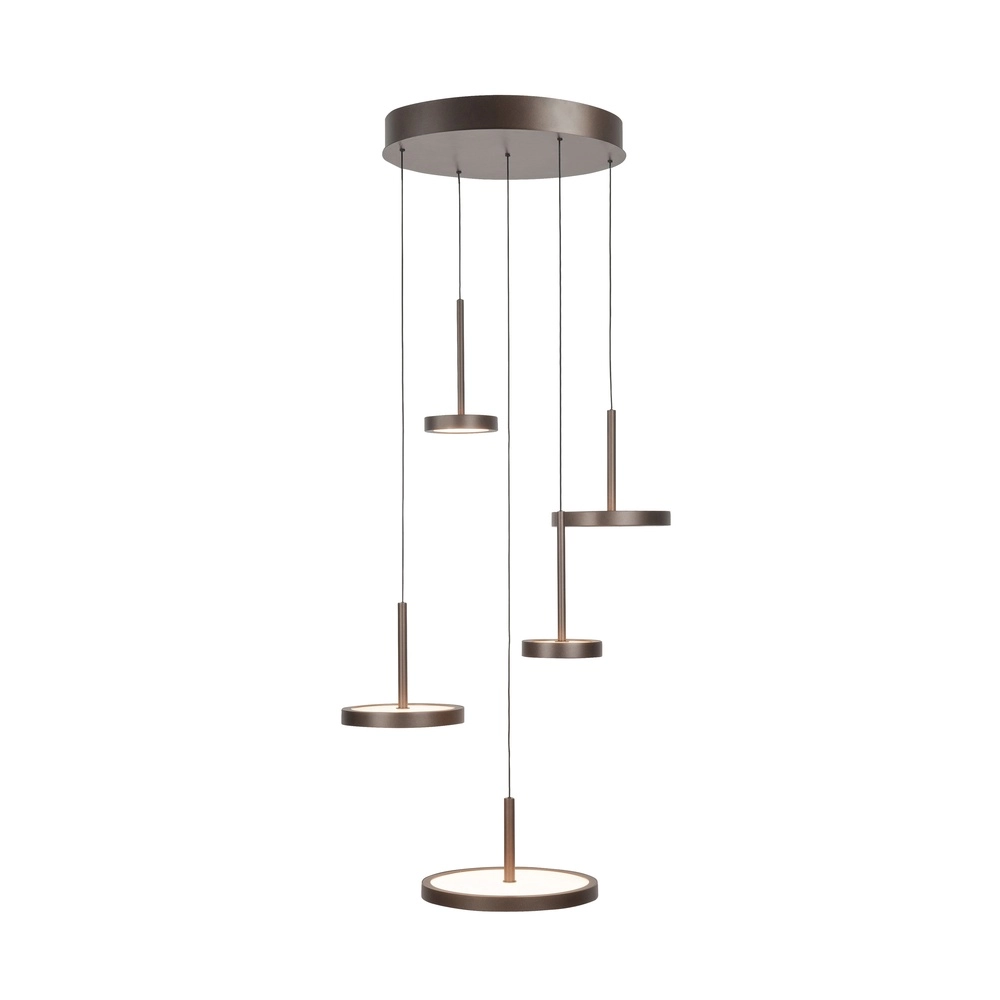 Strakke hanglamp Falcon rond 5-lichts choco bruin