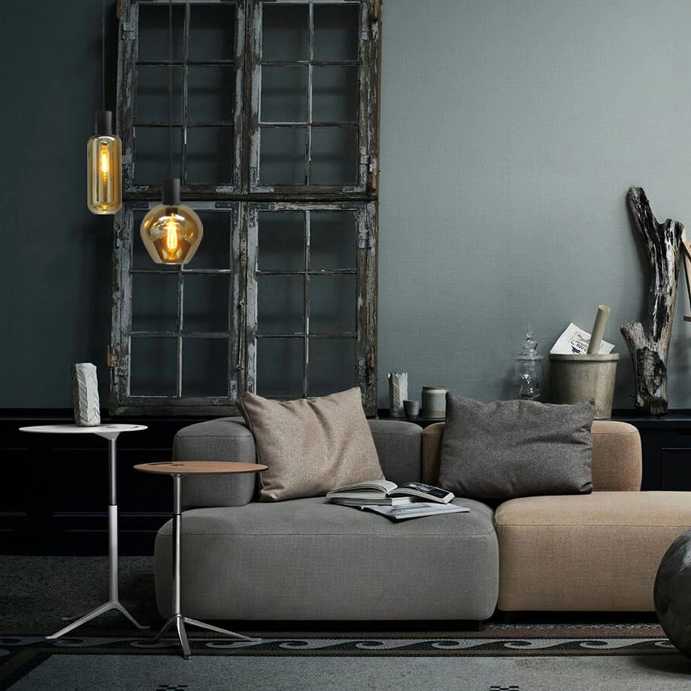 Zwarte pendel hanglamp Bounty met rond glas Masterlight 8718121248431