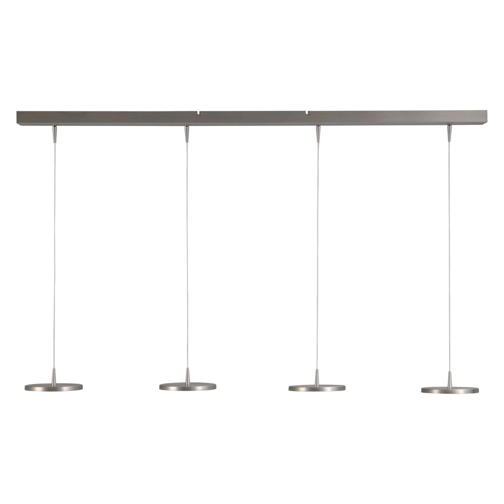 Strakke design eettafellamp Denia 2 4-lichts nikkel mat