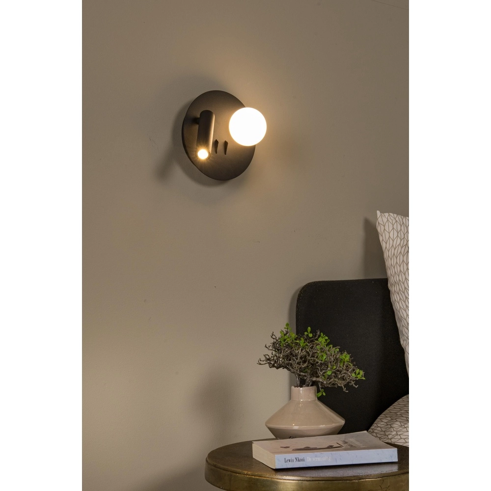 Design bedlampje Matiz zwart met USB oplaadpunt Lucide 5411212771322