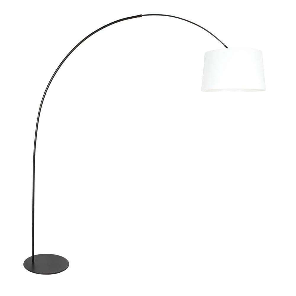 Vloerlamp Curve zwart met witte kap Ø 48cm
