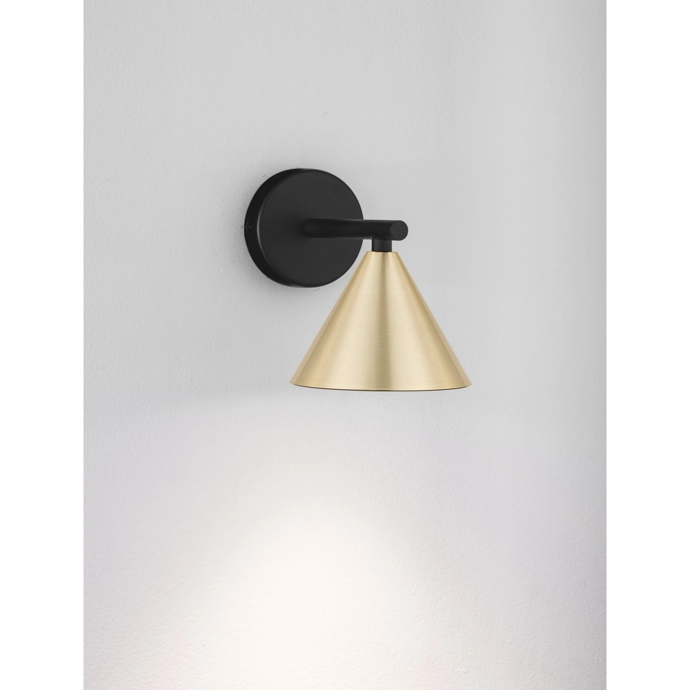 Wandlamp Conico enkel zwart met goud