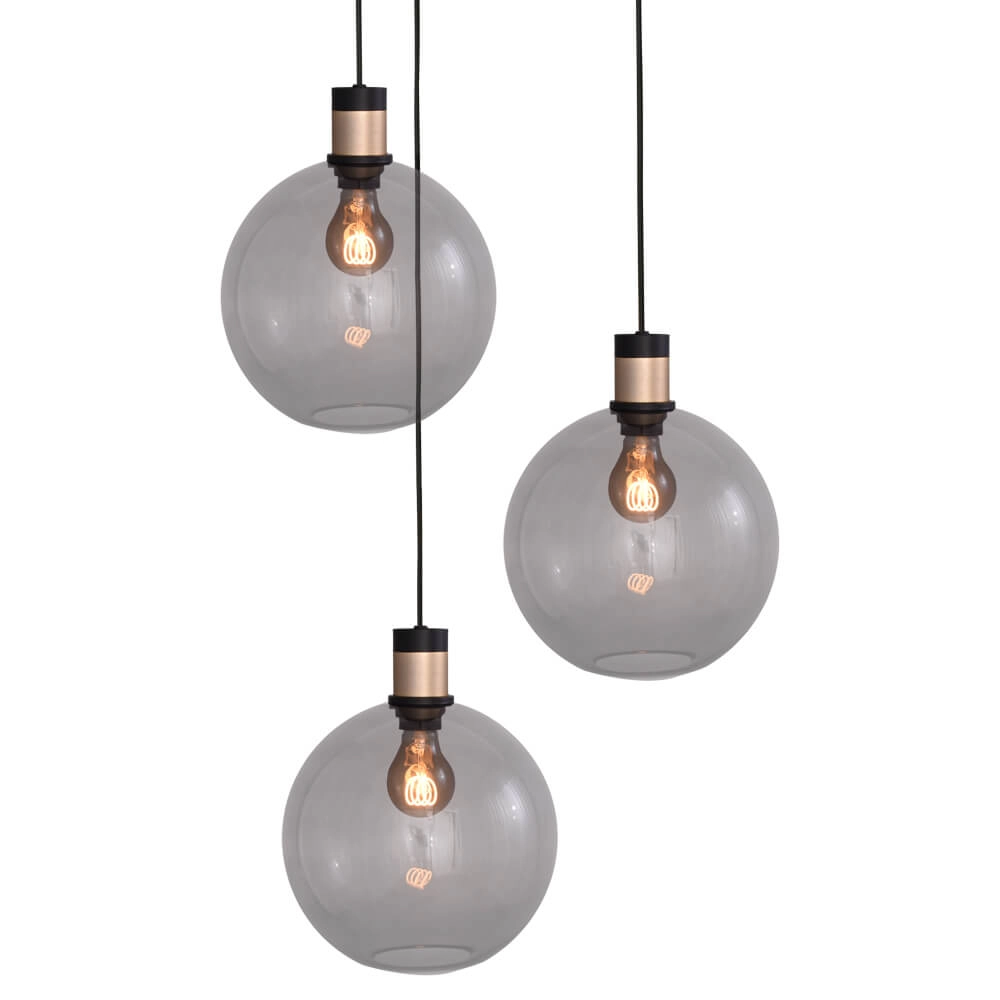 Vide hanglamp Lazise 2 3x Ø 25cm goud met zwart Masterlight 8718121303840
